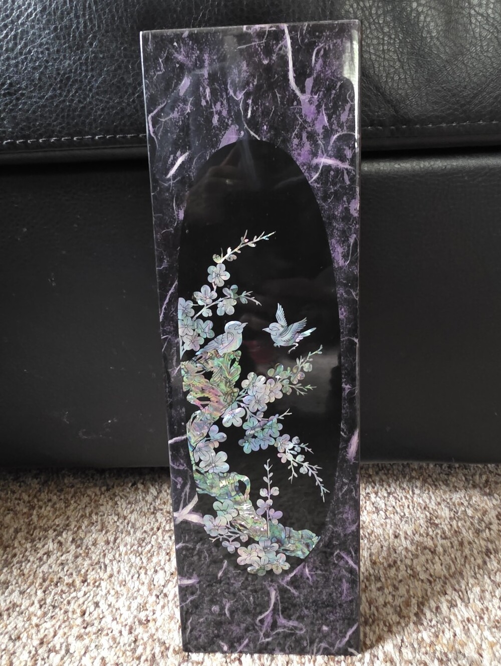 Handcrafted Black Laquer And Mother Of Pearl Asian Wall Art